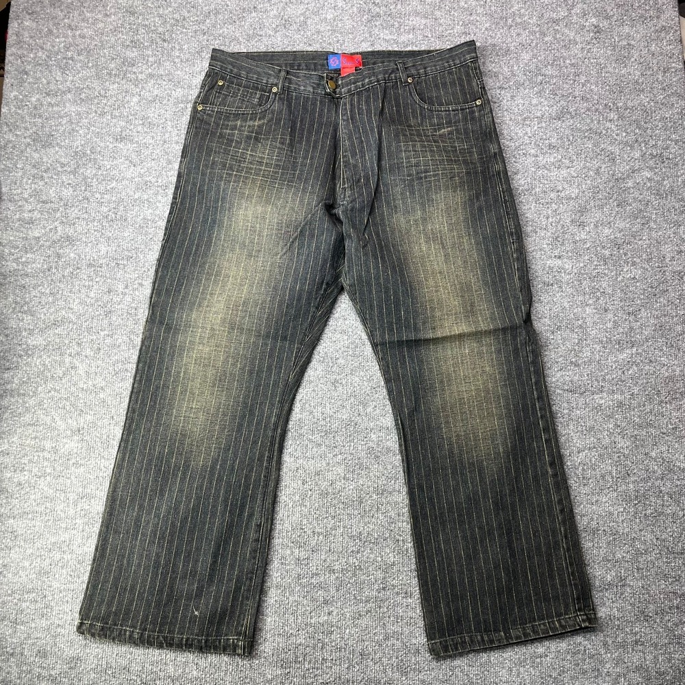 VTG Deadstock Y2K Super S Jeans Men's‎ Denim Hickory Pinstripe Classic - 39X30
